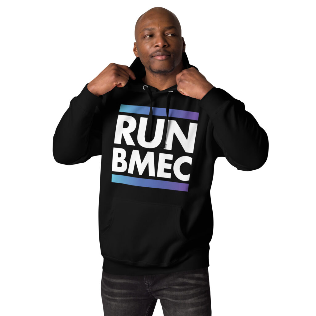 RUN BMEC Unisex Hoodie Black (2-Sided)