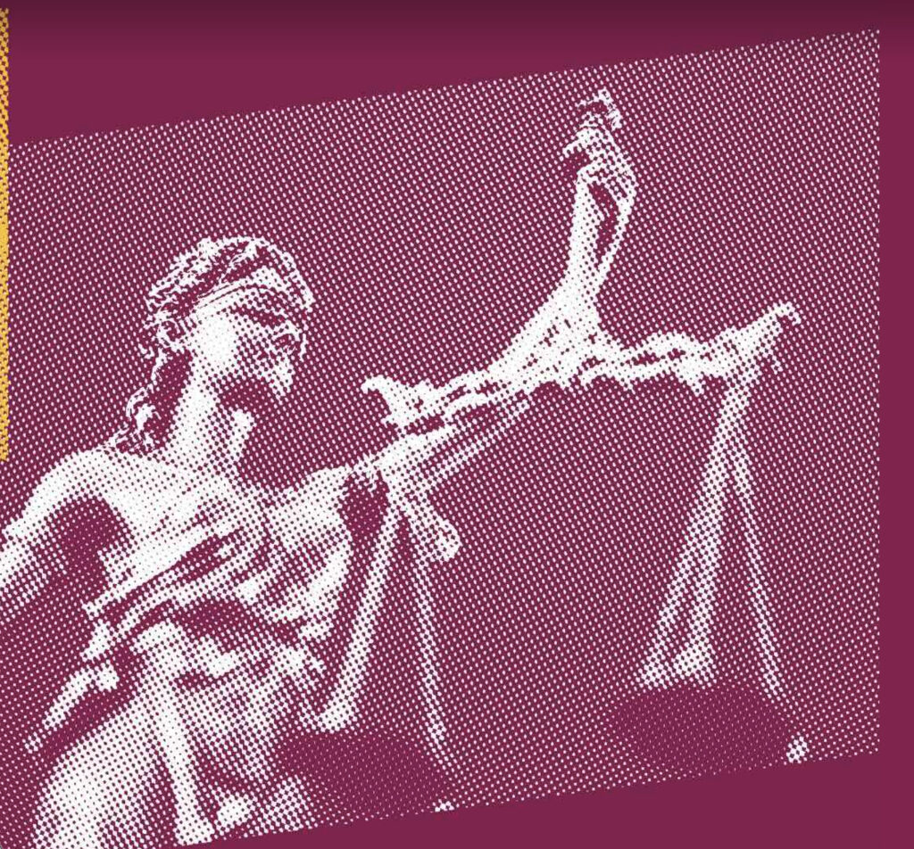 Graphic illustration of Lady Justice holding scales, representing the court ruling affirming academic freedom and equity.